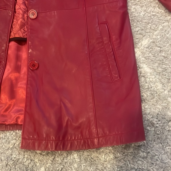 Red Genuine Leather Jacket - Oscar Leopold - Picture 5 of 10